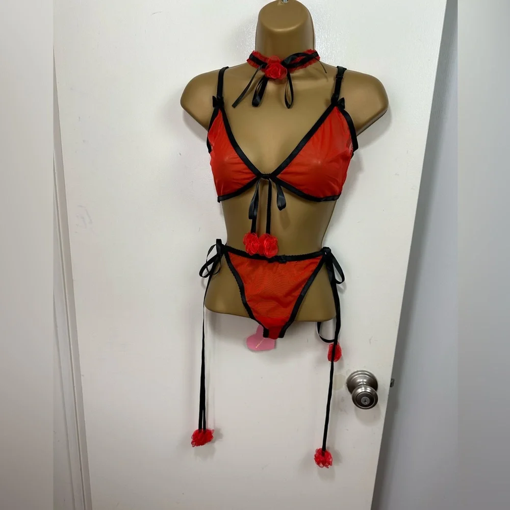 Sugar Thrillz X Dolls‎ Kill Red Riviera Bliss RIVIERA BLISS Lingerie Set NWT XL
